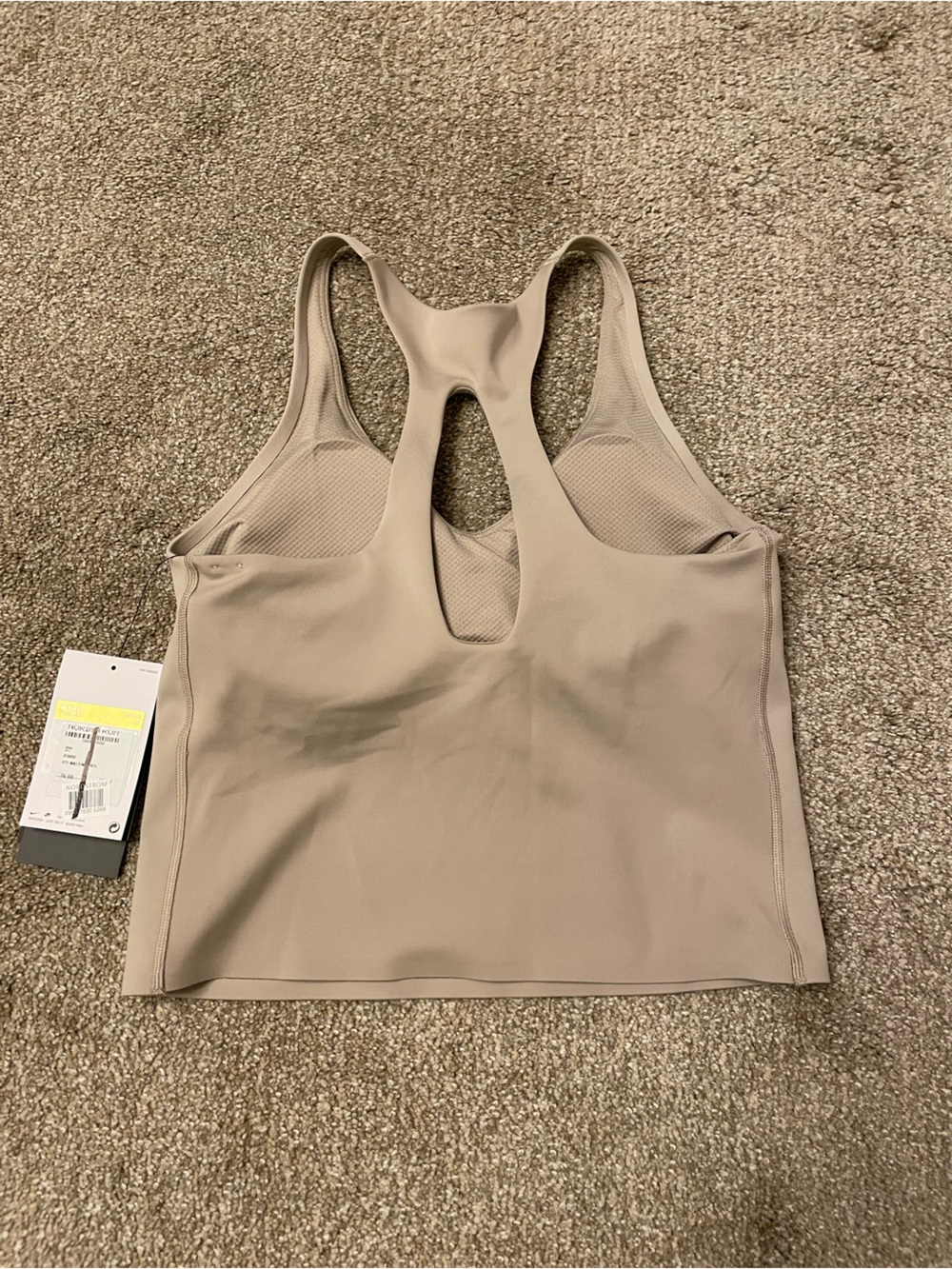 Nike Universa Medium Support Padded Beige Racerback Sports Bra/tank  Sz S NWT - Picture 2 of 5